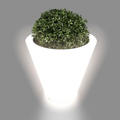 Dizajnový kvetináč MONUMO OVO - s osvetlením biely