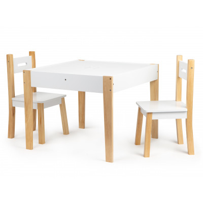 Detský drevený stôl so stoličkami - biely