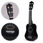 Drevená gitara na ukulele pre deti, 4 nylonové struny ECOTOYS