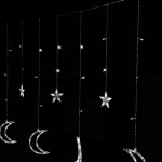 Vianočné svetielka mesiace a hviezdy - 96 LED biele
