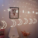 Vianočné svetielka mesiace a hviezdy - 96 LED biele