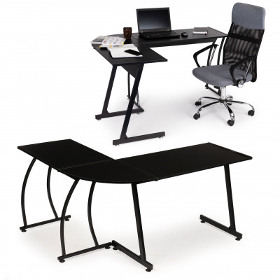 Rohový hrací stôl LOFT kancelársky školský stôl čierny