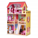 Drevený domček pre bábiky s nábytkom - 3 poschodia