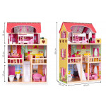 Drevený domček pre bábiky s nábytkom - 3 poschodia