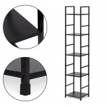 Moderný drevený regál, kovový rám LOFT, 5 políc