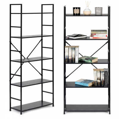 Široký moderný drevený regál LOFT s 5 policami