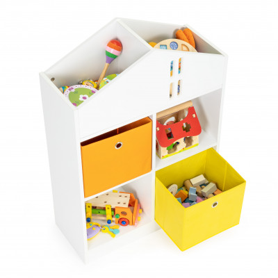 Detská drevená knižnica domček - 2x úložný box