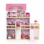 Drevený domček pre bábiky s terasou -18 kusov dreveného nábytku