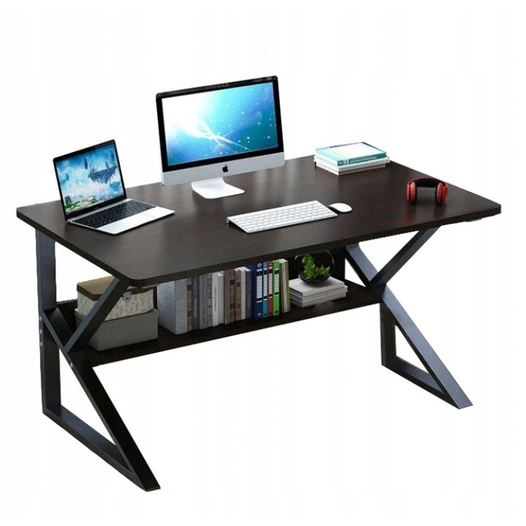 Počítačový stôl s policou 100x60cm - čierny