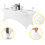 Univerzálny poťah na obrus na cateringový stôl 180 cm 6FT biely elastický