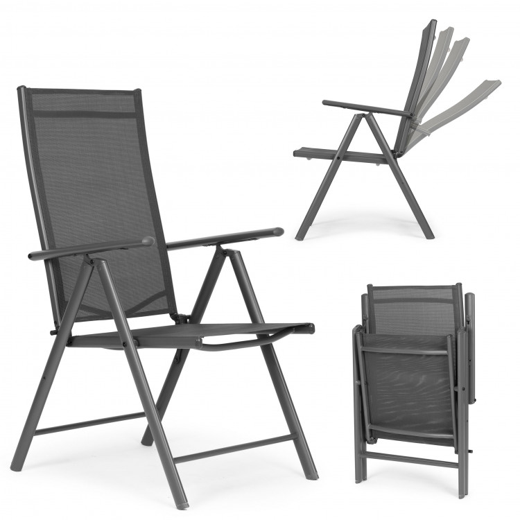 Sada 2 skladacích oceľových záhradných stoličiek s nastaviteľným operadlom ModernHome - šedá