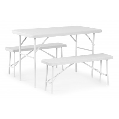 Cateringová súprava, stôl 120 cm, 2 lavice, banketová súprava - biela