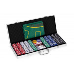Blackjack Poker Set 500 žetónov 2 balíčky kariet Uzamykateľné puzdro na hraciu podložku s kockou