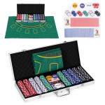 Blackjack Poker Set 500 žetónov 2 balíčky kariet Uzamykateľné puzdro na hraciu podložku s kockou