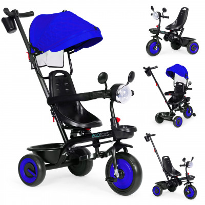 Detská trojkolka 3 v 1, otočné sedadlo, modrá ECOTOYS