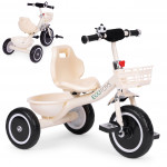 Trojkolesový bicykel s protišmykovými rukoväťami, zvončekom a košíkom, béžový, ECOTOYS Trojkolesový bicykel s protišmykovými rukoväťami, zvončekom a košíkom, béžový, ECOTOYS