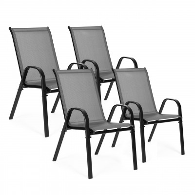 Sada záhradných stoličiek na balkón, terasu, 4 kusy - sivá MultiGarden