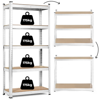 Úložný regál 180x90x40 cm, 5 políc, pozinkovaná oceľ, 875 kg ModernHome