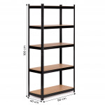 Kovový úložný regál 180x90x40 cm - 5 políc, 875 kg ModernHome