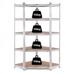 Rohový úložný regál 180x90x40 cm - 5 políc, pozinkovaná oceľ, 875 kg ModernHome