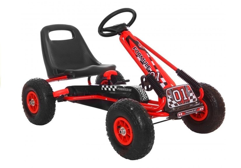 LEAN TOYS Šľapacia kára A-15 - nafukovacie kolesá - červená