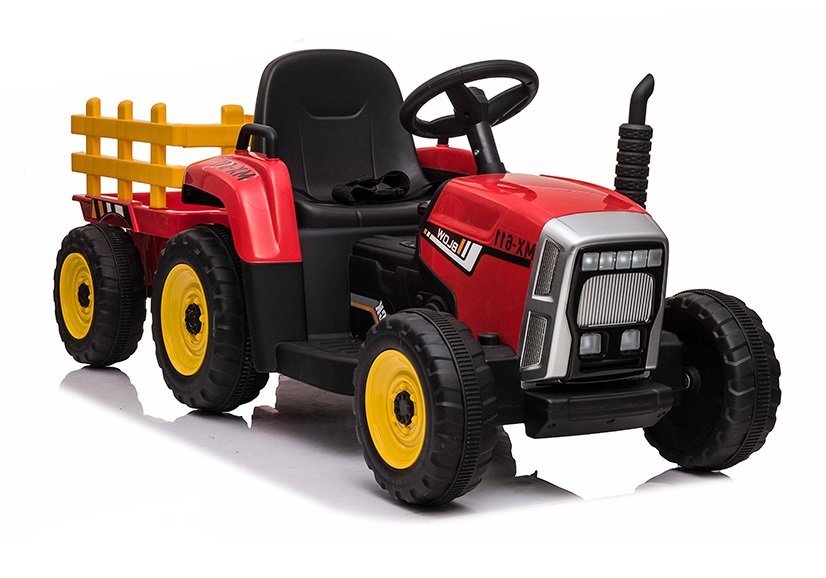 RAMIZ Elektrický traktor s vlečkou XMX611 na diaľkové ovládanie 2,4G červená  2 x 25W - 12V/7Ah - 2023