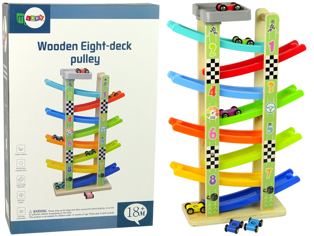 Lean Toys Drevená Autodráha - 8 poschodí