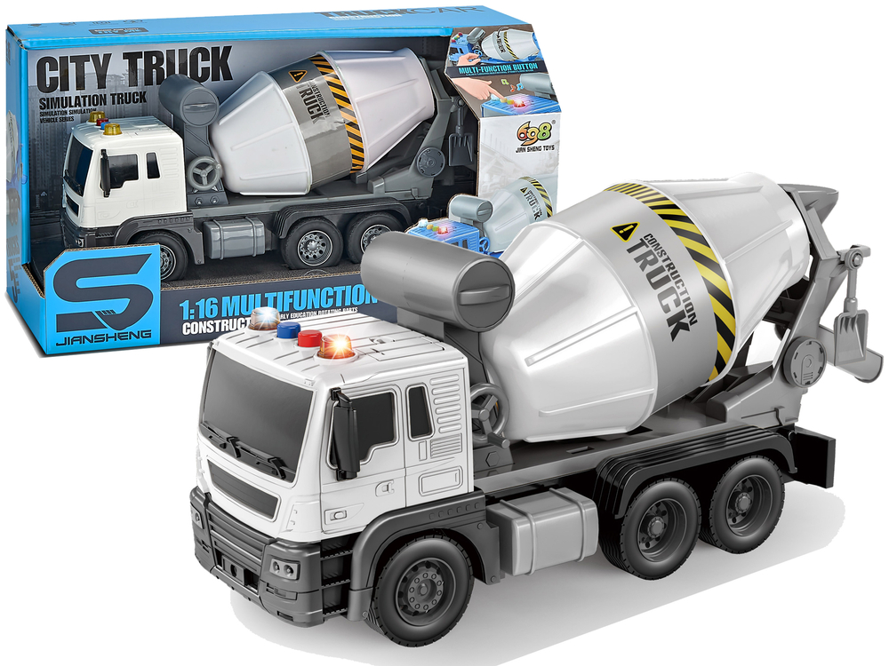 Lean Toys Miešačka na betón biela – svetelné a zvukové efekty