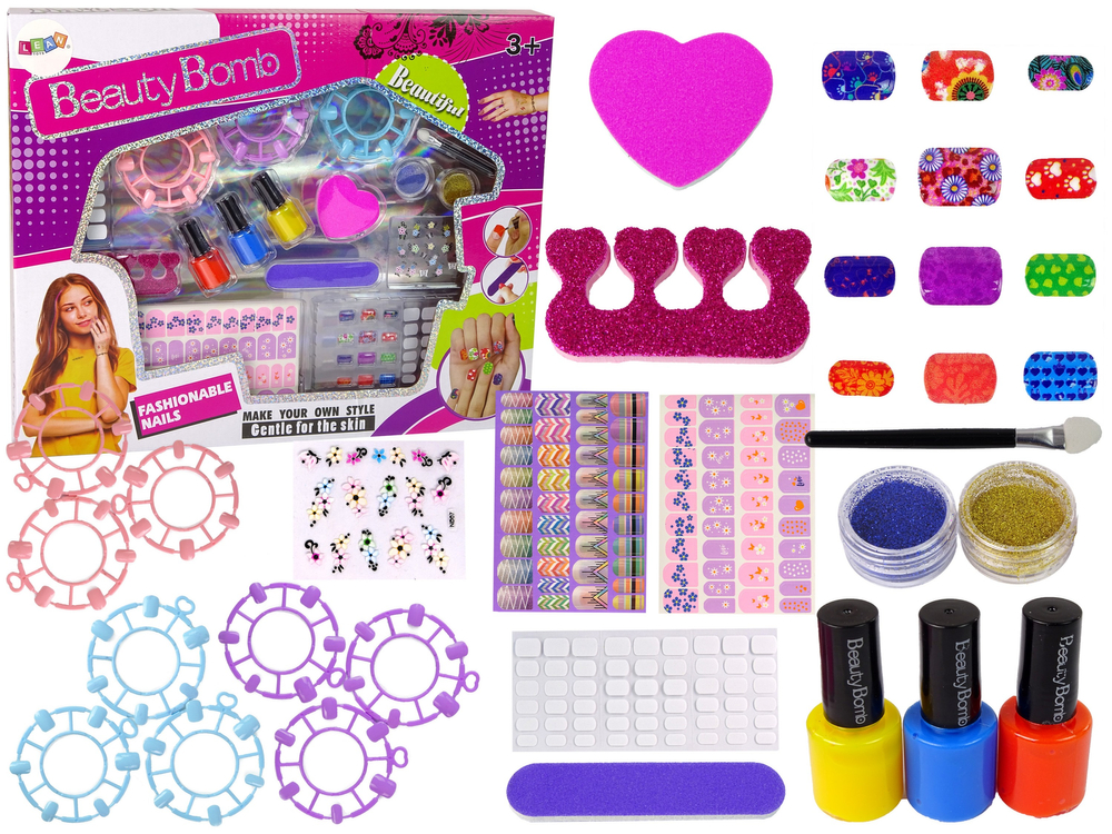 Lean Toys Sada na lakovanie nechtov - laky, nálepky, šablóny, trblietky