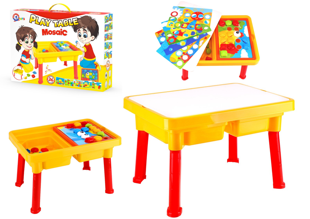 Herný vzdelávací stolík - puzzle, mozaika 2v1 farebná