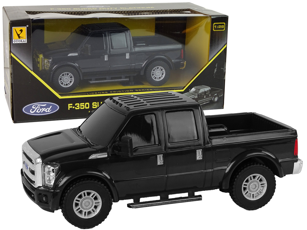 Lean Toys Kovové autíčko na trecí pohon - Ford F-350 Pick Up 1:28 čierne