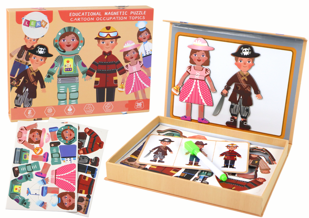 Lean Toys Sada edukačných magnetických puzzle – Kreslené postavičky