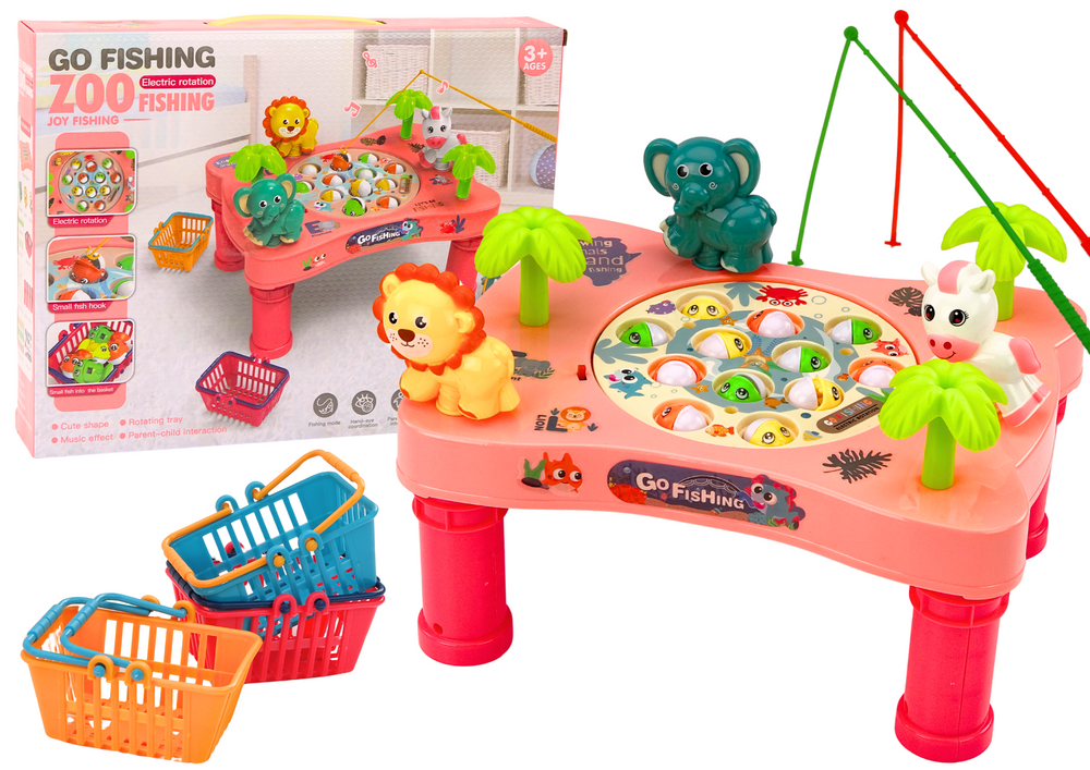 LEAN TOYS Arkádová hra – Rybičky ružový stôl