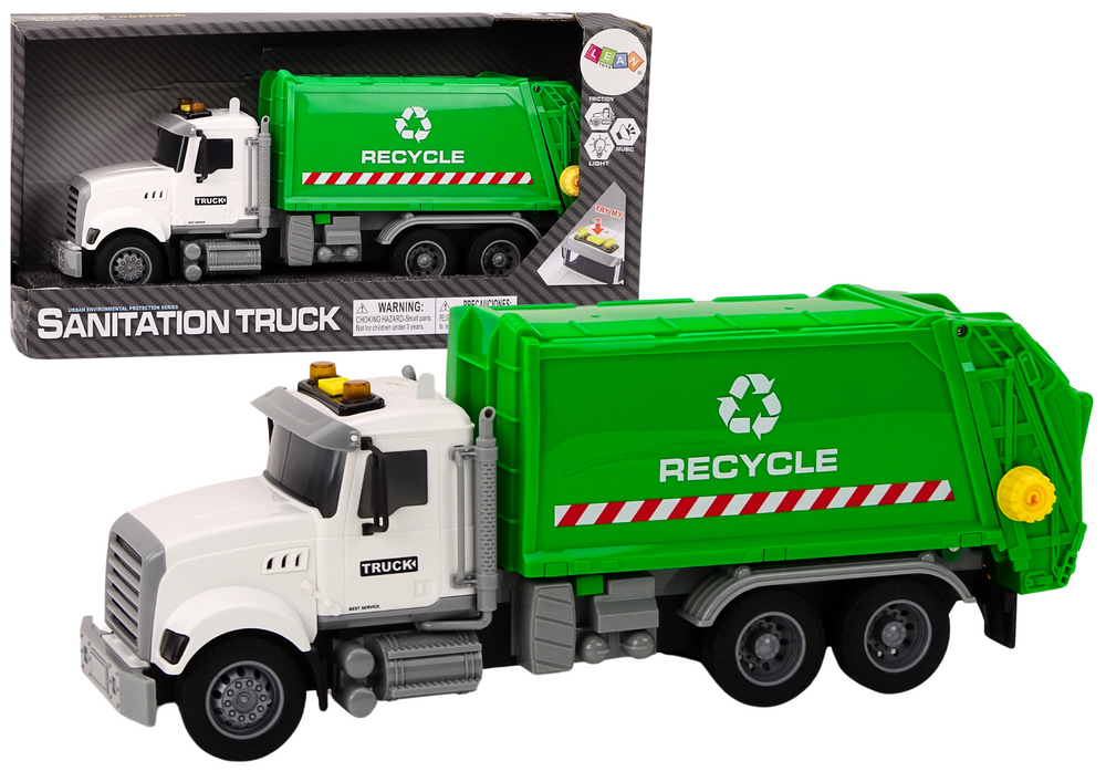 LEAN TOYS Smetiarske auto – bielo-zelená
