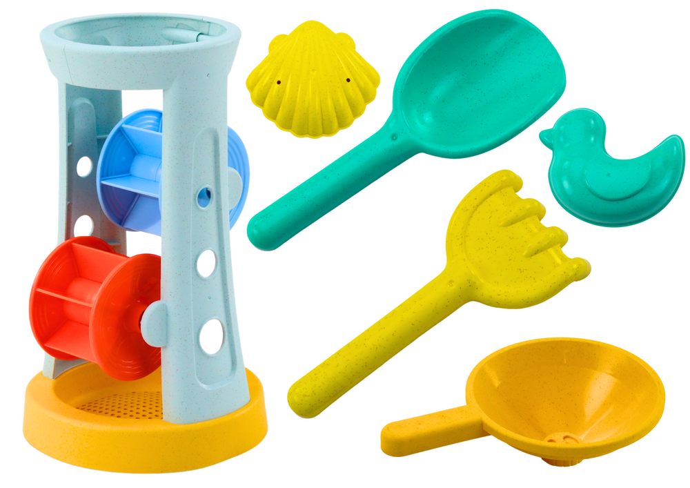 LEAN TOYS Sada hračiek do piesku – mlyn, náradie a formičky