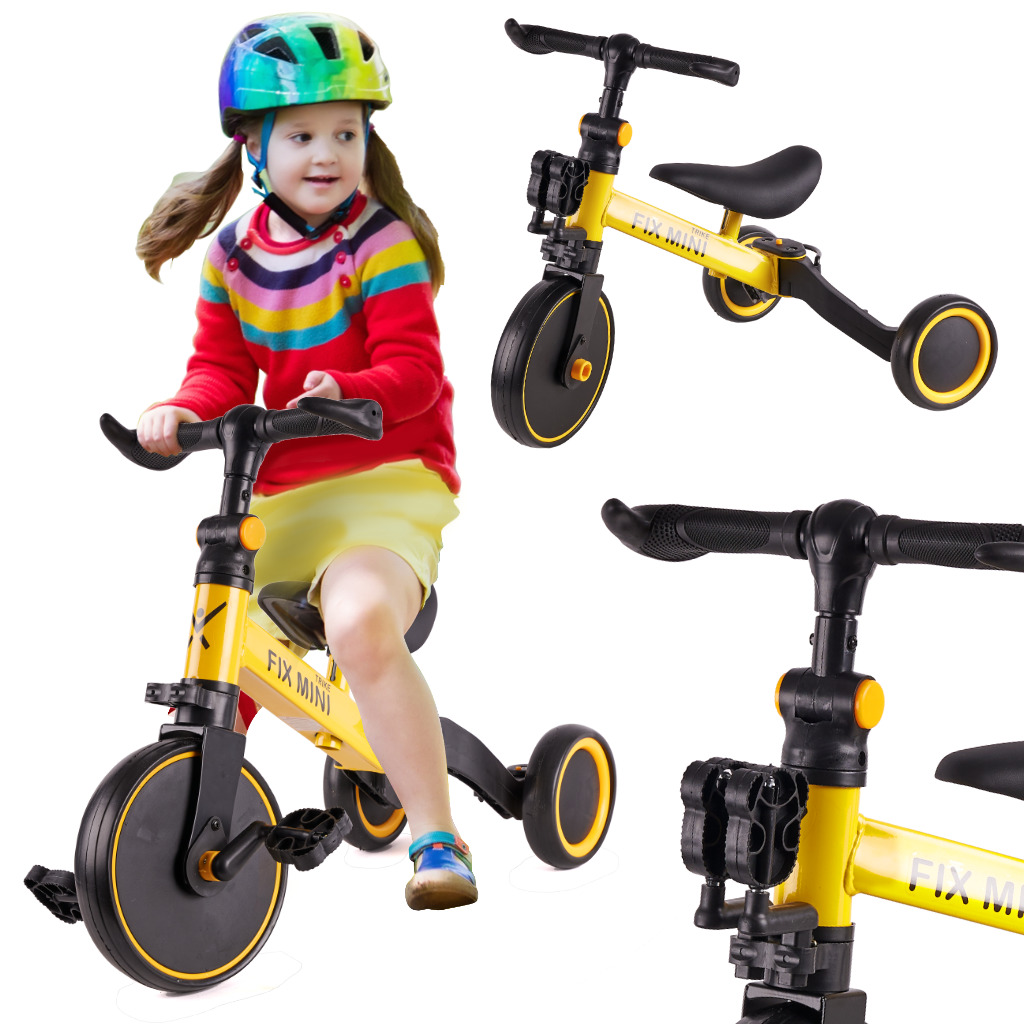 Trojkolka Fix Mini bežecká trojkolka 3v1 s pedálmi žltá