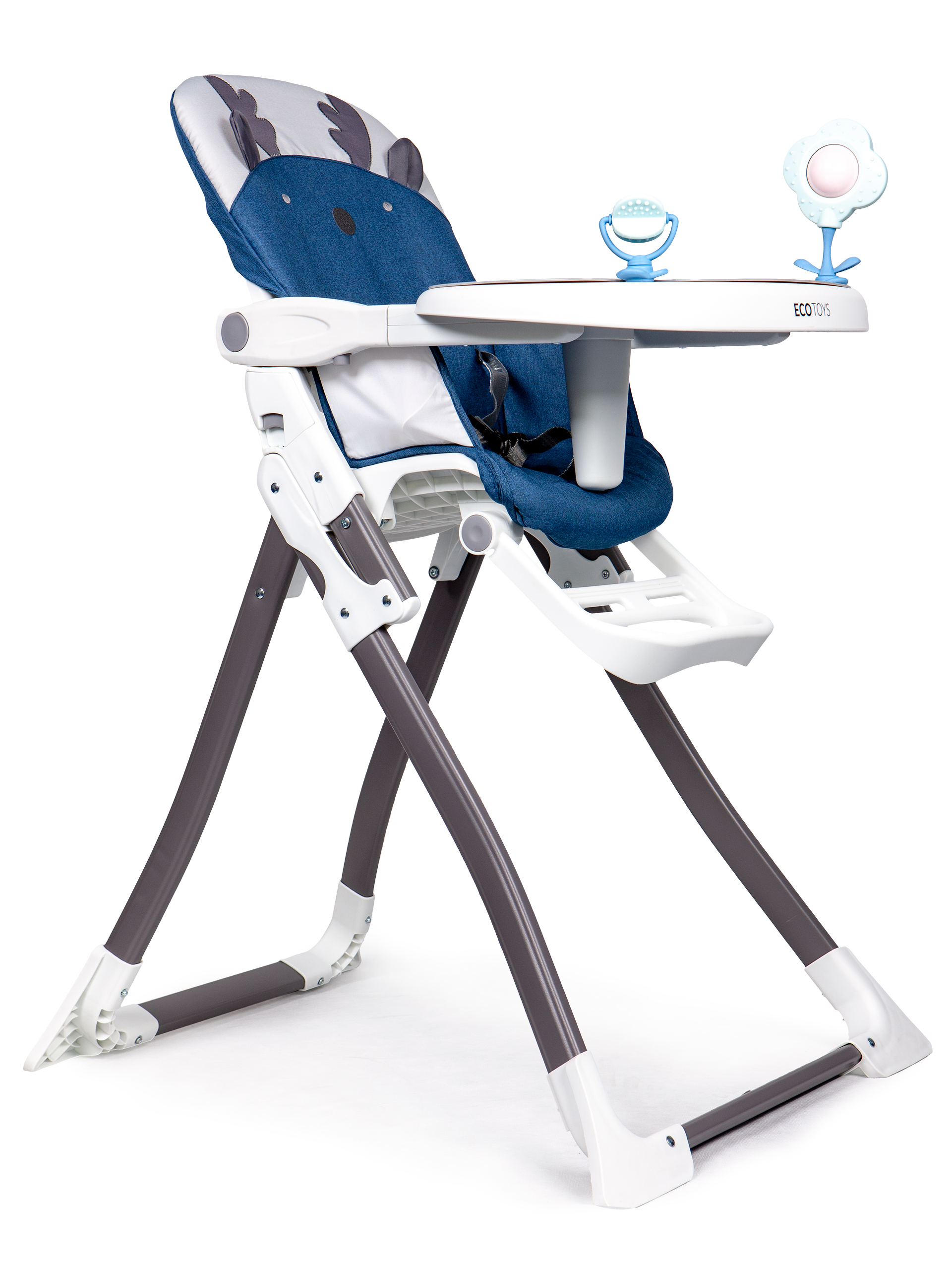 Detská skladacia stolička na kŕmenie - modrý sob