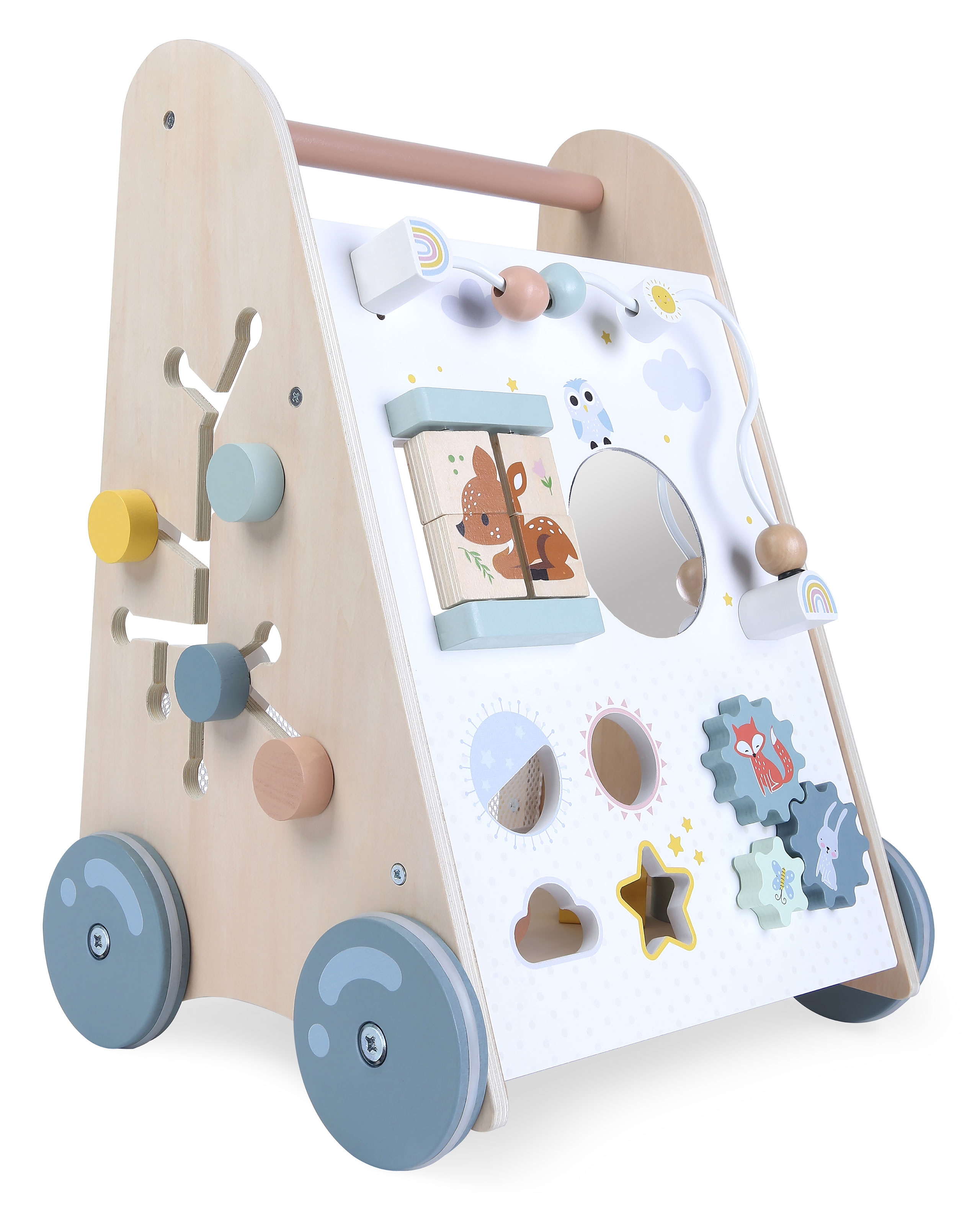 ECOTOYS Drevené vzdelávacie chodítko s pohyblivými prvkami