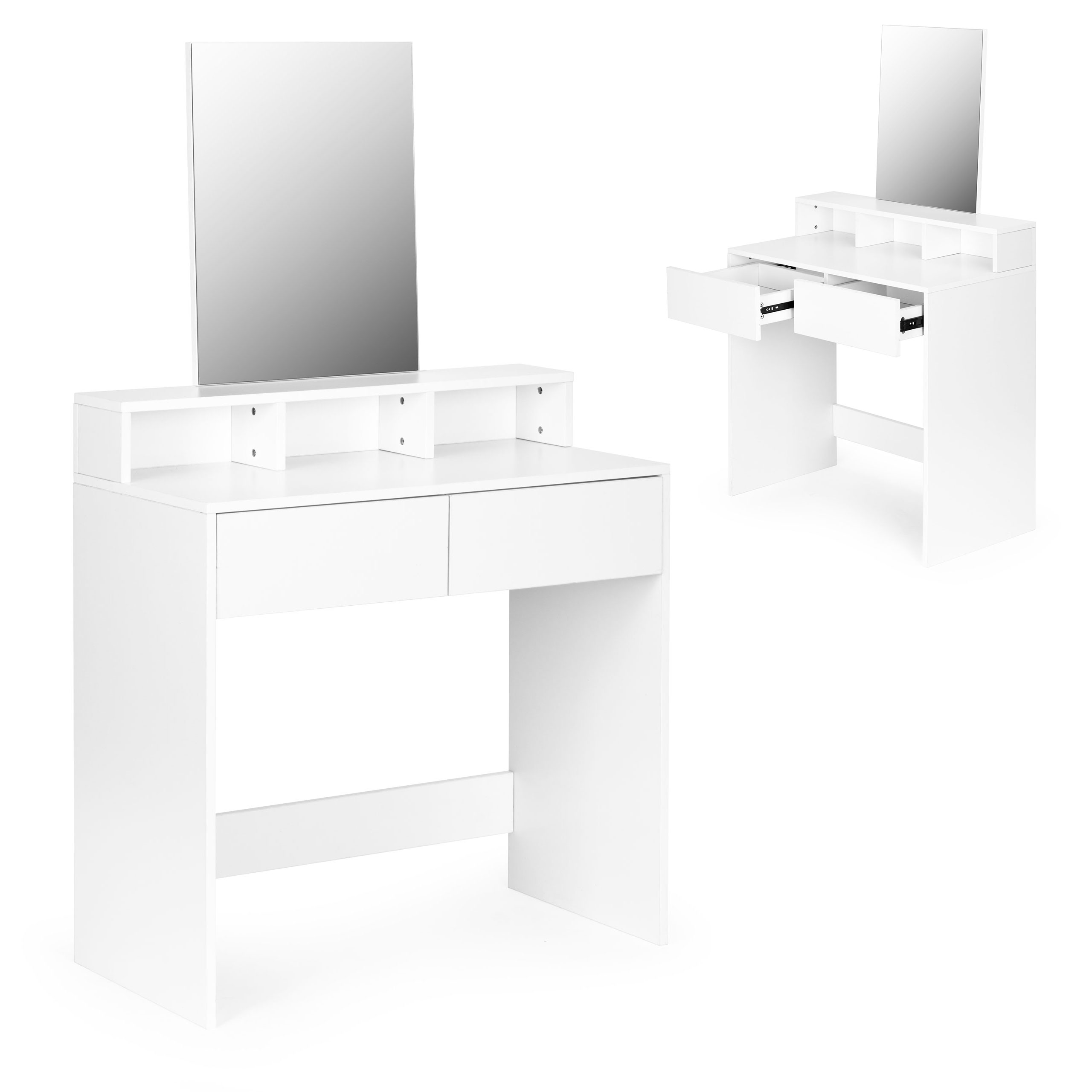 Veľký moderný kozmetický toaletný stolík so zrkadlovou zásuvkou